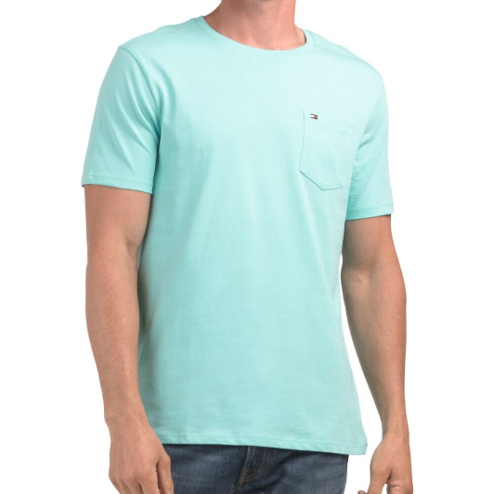 TOMMY HILFIGER Short Sleeve Crew Neck Pocket Tee Cotton Shirt Men's Medium NWT